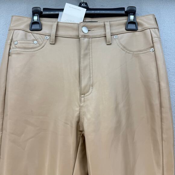 7 For All Mankind Pants Women's XS Tan Faux Leather Preppy Business Casual NWT - Picture 5 of 15